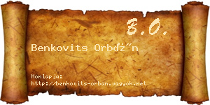 Benkovits Orbán névjegykártya